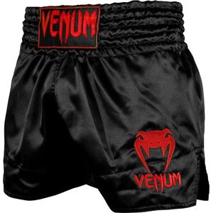 Venum - Classic - Muay Thai Shorts - Zwart met Rood - 100% Polyester