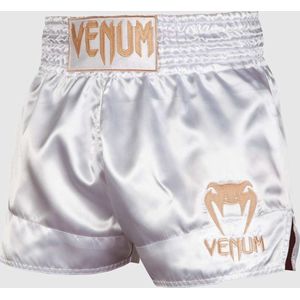 Venum Uniseks Classic Muay Thai Shorts, wit/goud, XXL