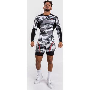 Venum Electron 3.0 Rashguard Long Sleeves - grey/red - maat L