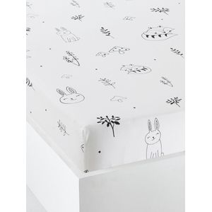 Baby hoeslaken MAGISCH BOS wit/zwart