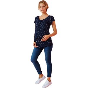 Voedingsshirt - Inkt - Met Gekruiste Banden - Korte Mouwen