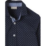 Overhemd - Stippenmotief - Katoen - Lange Mouwen - Chambray Afwerking