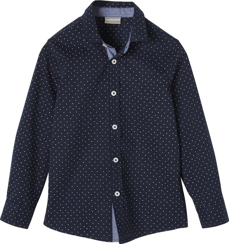 Overhemd - Stippenmotief - Katoen - Lange Mouwen - Chambray Afwerking