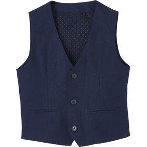 Mango - Mouwloos Jasje - Jongens - Donker Marineblauw - Katoen/Linnen