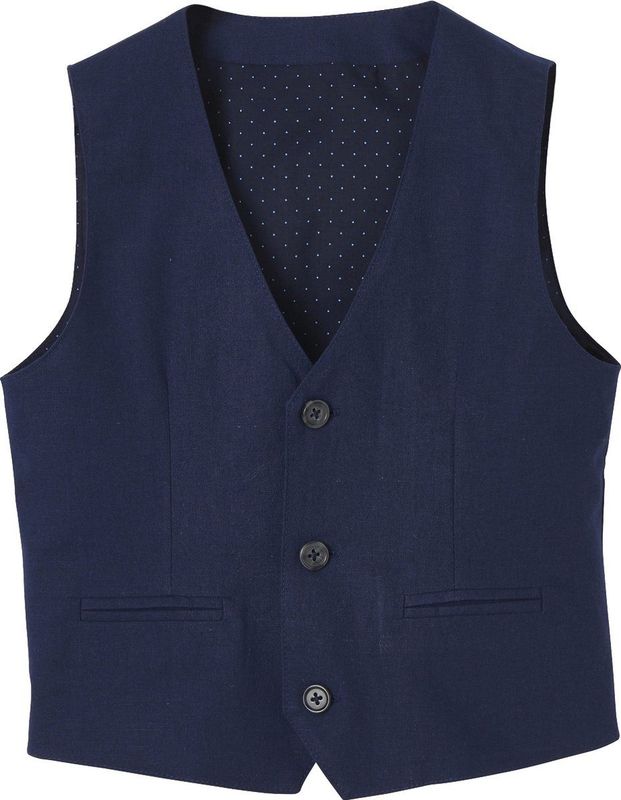 Jongensjasje - Mouwloos - Katoen/Linnen - Knoopsluiting - Stippenprint Voering