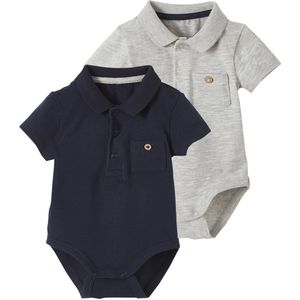 Vertbaudet - Set van 2 - Rompertjes - Katoen - Polokraag met Zakje