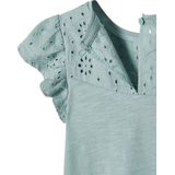 Vertbaudet - Meisjesshirt - Gevlamd Katoen - Engels Borduurwerk - Korte Mouwen met Stroken