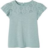 Vertbaudet - Meisjesshirt - Gevlamd Katoen - Engels Borduurwerk - Korte Mouwen met Stroken