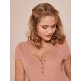 Voedingsshirt - Tunesisch - Gevlamde Tricot - Korte Mouwen - Zwart