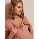 Voedingsshirt - Tunesisch - Gevlamde Tricot - Korte Mouwen - Zwart