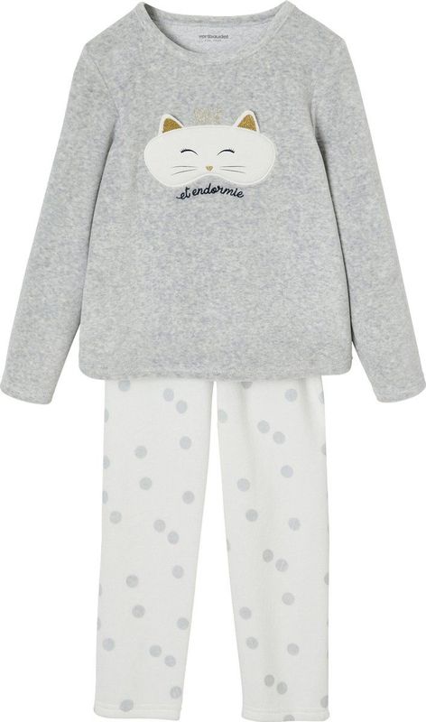 Vertbaudet - Fluwelen Pyjama - Kattenmasker - Meisje