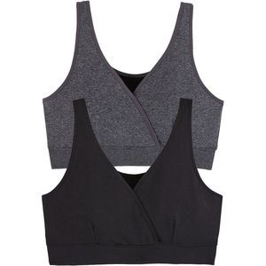 Set - 2 Naadloze Microvezel Voedingsbeha's - Antraciet/Zwart