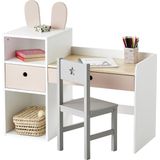 Vertbaudet - BUNNY - Bureau - Houtvezelplaat - Wit en Oudroze