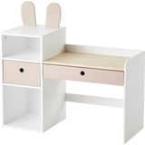 Vertbaudet - BUNNY - Bureau - Houtvezelplaat - Wit en Oudroze