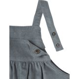 Set - Fluwelen Overall en Blouse - Hemelsblauw - Bloemenmotief - Verstelbare Schouderbandjes