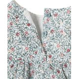 Set - Fluwelen Overall en Blouse - Hemelsblauw - Bloemenmotief - Verstelbare Schouderbandjes