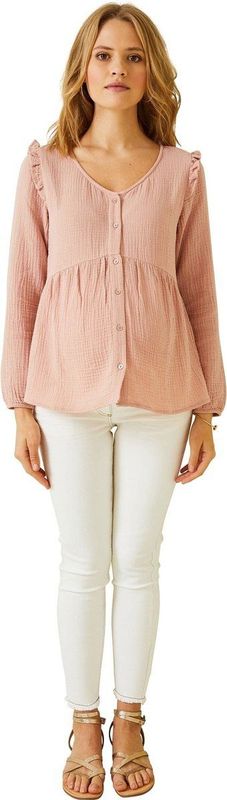Vertbaudet - Zwangerschapsblouse - Effen - Katoengaas - Lange Mouwen