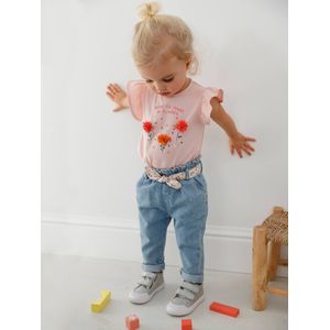 Babyjeans met stoffen riem onbewerkt denim