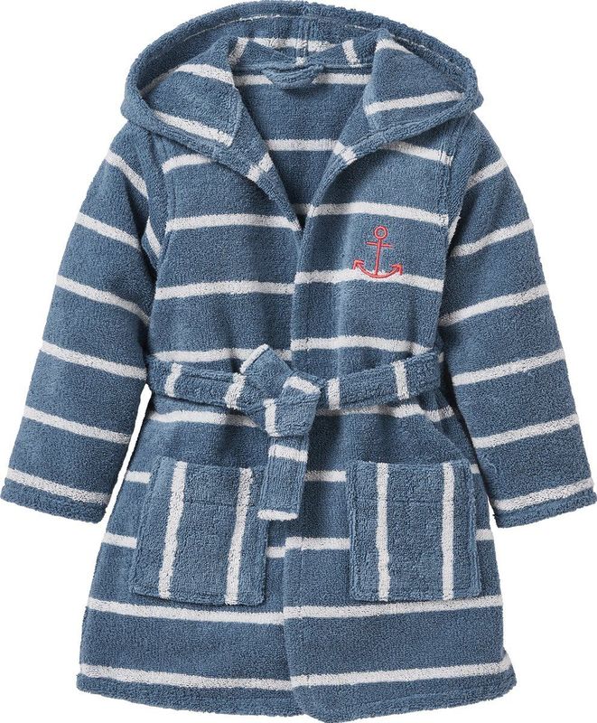 Badjas - Gestreept - Donkerroze - Katoen - Met Kap