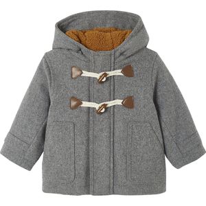 Dufflecoat - Baby - Gechineerd Grijs - Warm Wollen Stof - Gevoerd en Gewatteerd