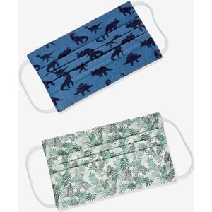 Vertbaudet - Set van 2 - Wasbare Jongensmaskers - Multicolor - 4-laags met Bacteriële Filtratie-efficiëntie > 90%