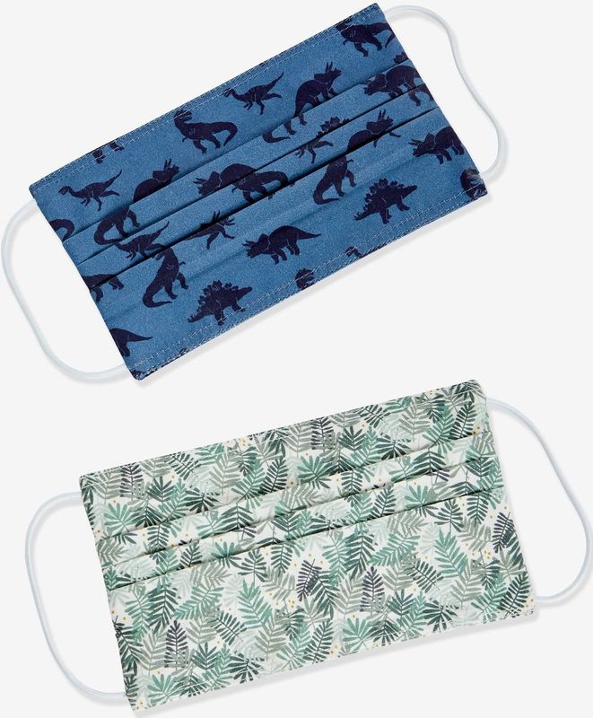 Vertbaudet - Set van 2 - Wasbare Jongensmaskers - Multicolor - 4-laags met Bacteriële Filtratie-efficiëntie > 90%