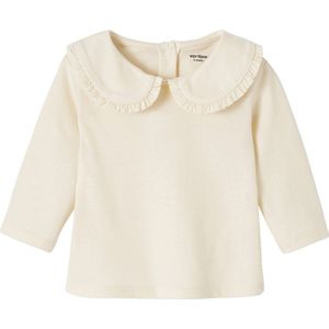 Baby T-shirt met lange mouwen en claudinekraag lichtbeige