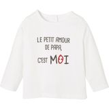 Vertbaudet - T-shirt - Wit - 100% Katoen - Lange Mouwen, Drukknopen Achterzijde