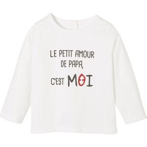 T-shirt - Lange Mouwen - Wit - 100% Katoen - Drukknopen Tot Maat 9 Maanden