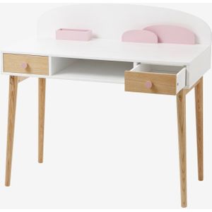 Vertbaudet Juniorbureau CONFETTI - Hout - Wit/Roze - 100 cm breed