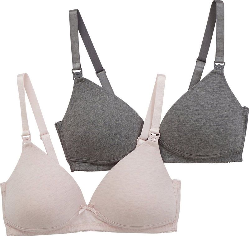 Gecombineerd - Gewatteerde Borstvoedings- & Zwangerschapsbeha's - Stretch Katoen - Gechineerd Grijs