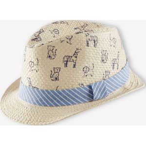 Vertbaudet - Borsalino - Muts - Stro-look - 100% Papier met Gestreept Lint