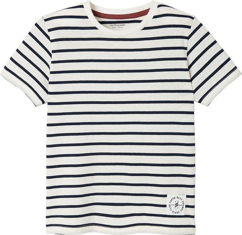 Gestreept T-shirt - Marine - Katoen - Korte Mouwen