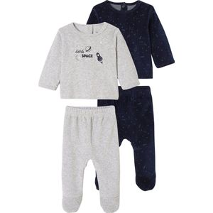 Set van 2 - Fluwelen Pyjama's - Babyjongens - Fosforescerende Planeten - Inkt