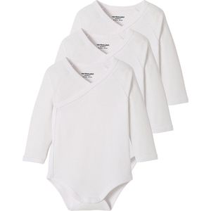 Vertbaudet - Set van 3 Rompertjes - Wit - Lange Mouwen - Biokatoen