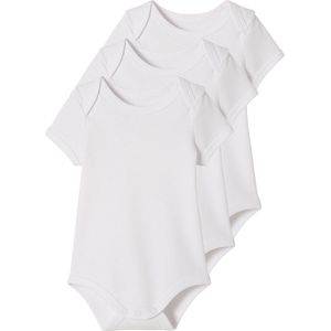 Vertbaudet - Bio Collection - Set van 3 Rompertjes - Wit - Korte Mouwen - Amerikaanse Mouwgaten