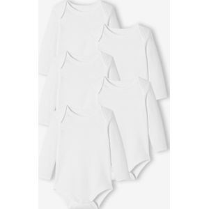 Set van 5 Rompertjes - Wit - Lange Mouwen - US-opening