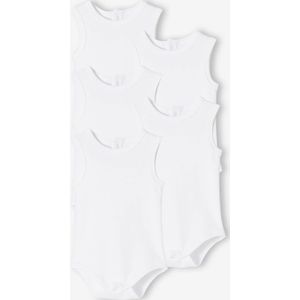 Set van 5 - Interlock Rompertjes - Wit - Voor Baby