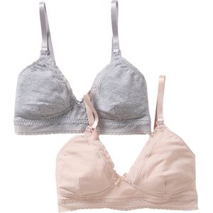 Vertbaudet - Voedingsbeha - Antracietgrijs/Zwart - Biokatoen - Set van 2