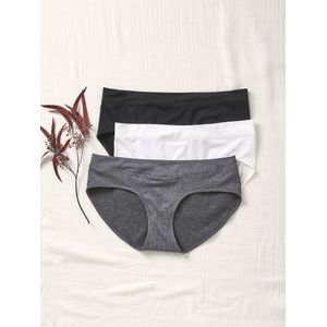 Set - 3 Naadloze Zwangerschapsshorties - Zwart/Grijs/Wit - Microvezel