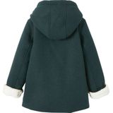 Vertbaudet - Mantel met Capuchon - Marine - Wol met Sherpa Voering voor Meisjes