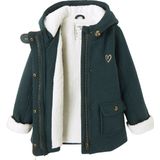 Vertbaudet - Mantel met Capuchon - Marine - Wol met Sherpa Voering voor Meisjes