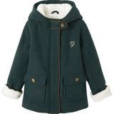 Vertbaudet - Mantel met Capuchon - Marine - Wol met Sherpa Voering voor Meisjes