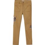 Vertbaudet Slim-fit broek met hoge taille en geborduurde bloemen voor meisjes
