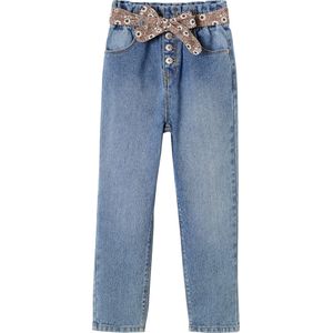 Vertbaudet Paperbag jeans met bloemenriem voor meisjes