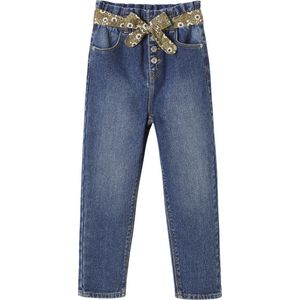 Vertbaudet Paperbag jeans met bloemenriem voor meisjes