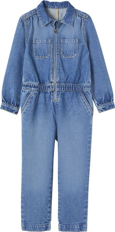 Vertbaudet - Jumpsuit - Denim - Meisjes - Lange Mouwen - Katoen
