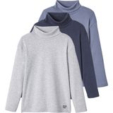 Set van 3 T-shirts - Kaki - Lange Mouwen - Rolkraag - Voor Kinderen van 2 tot 5 Jaar