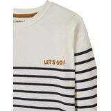 Jongens T-shirt - Gestreept - Blauw - Katoen - Fluwelen Flocagepatroon