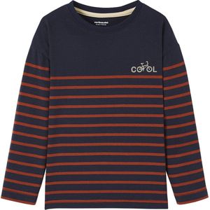 Marine - T-shirt - Inktzwart - Fluwelen Flocking op de Borst - Gestreept